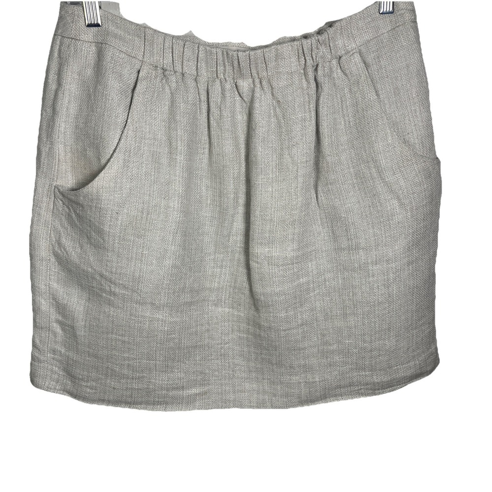 Loft 100% linen beige cream casual A-line skirt size 12